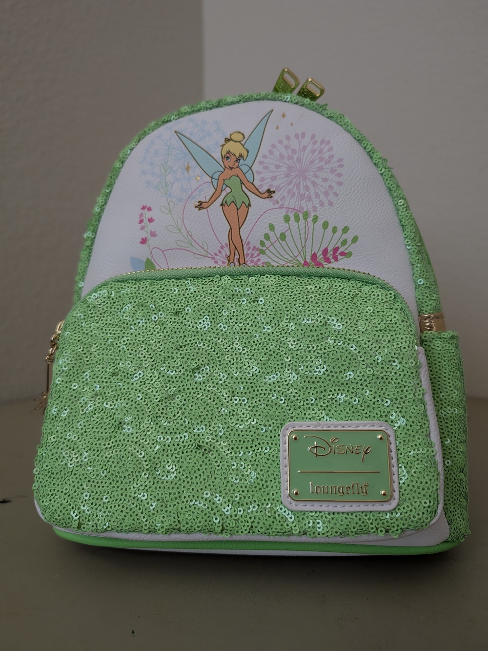 Loungefly Tinker Bell Sequin Mini Backpack - Light Green